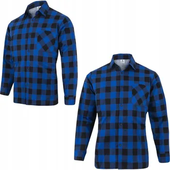 Pánská košile Pánská košile JHK modrá bavlněná kostkovaná s dlouhým rukávem, velikost M