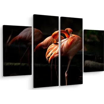 Obraz Čtyřdílný obraz PTÁCI Plameňáci Příroda 3D 80x60