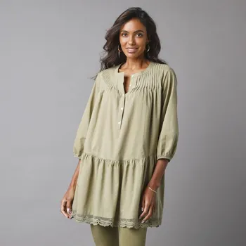 Tunika s macramé a 3/4 rukávy bronzová 54