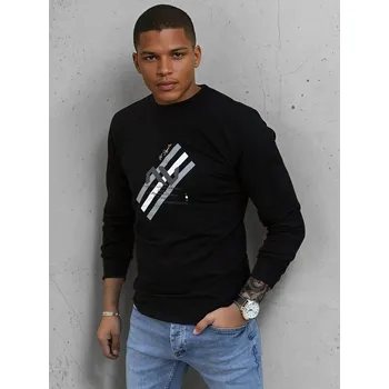 Pánské oblečení Pánská mikina s potiskem BX5363 Barva: Černá, Velikost: M