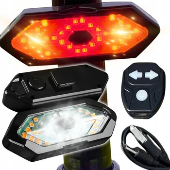 Cyklosvítilna Zadní světlo na kolo s blinkry, USB, dálkové ovládání