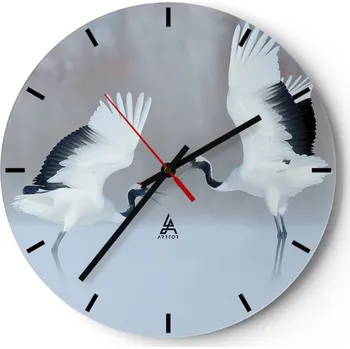 Hodiny Velké nástěnné hodiny na zeď 40x40 Zima Skleněné hodiny Kulatý Tiché