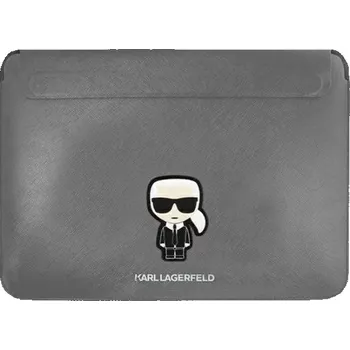 Pouzdro na mobilní telefon Karl Lagerfeld Saffiano Ikonik Computer pouzdro 16" Silver Noste své zařízení v moderním originálním Karl Lagerfeld designovaném příslušenství, z vysoce kvalitních materiálů