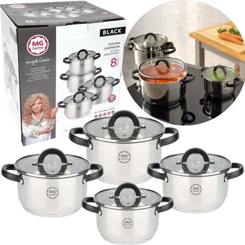 Sada nádobí Sada hrnců MG Home BLACK nerezová ocel 8 dílů