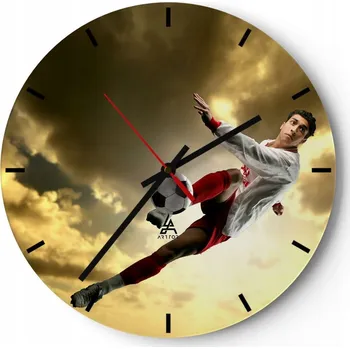 Hodiny Velké nástěnné hodiny na zeď 40x40 Sport Skleněné hodiny Kulatý Tiché