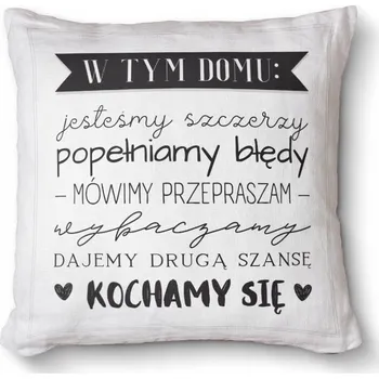 Polštář Antialergická polštář poduška s potiskem 40x40 - V tomto domě jsou pravidla