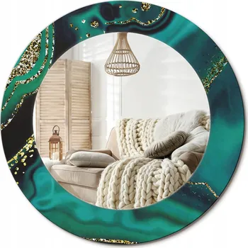 Zrcadlo Zrcadlo s potiskem do koupelny ložnice obývacího pokoje fi 50 cm Smaragdový mramor