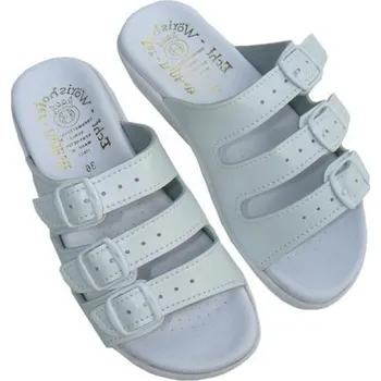 Dámská obuv Dámské pantofle FUSBET třípáskové bílá Velikost: 42