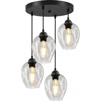 Závěsná Lampa Lustr Stropní Svítidlo 4 Stínidla Transparentní (Průhledná)