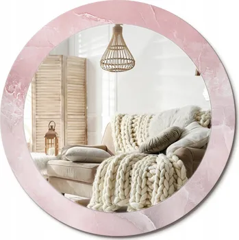 Zrcadlo Zrcadlo s potiskem do koupelny obývacího pokoje Růžový kámen Průměr 70 cm