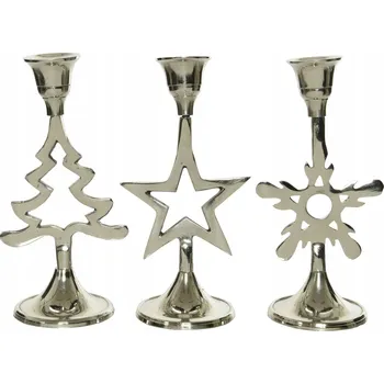 Vánoční dekorace Hliníkový svícen se třpytkami na Vánoce, 16 cm