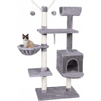 Vysoké škrabadlo K&M šedé 101 - 160 cm, 3 patra