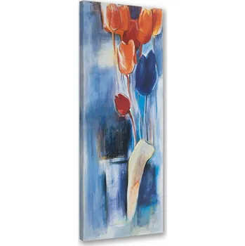 Obraz OBRAZ DO OBÝVÁKU Barevné květy malované NA PLÁTNĚ 30x90