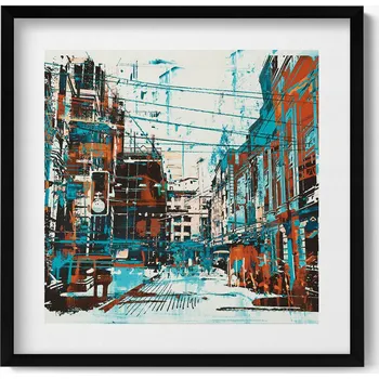 Obraz Dekorativní nástěnný obraz v černém rámu s grafikou Street Art 50x50 cm