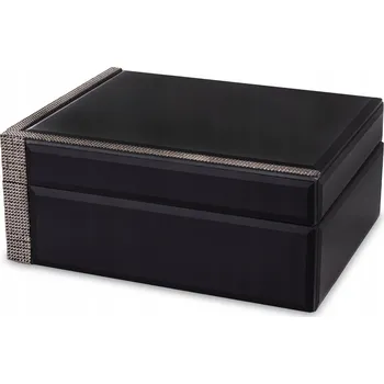Šperkovnice SKLENĚNÁ ŠPERKOVNICE ČERNÁ NA ŠPERKY GLAMOUR KAZETA S KRYSTALY