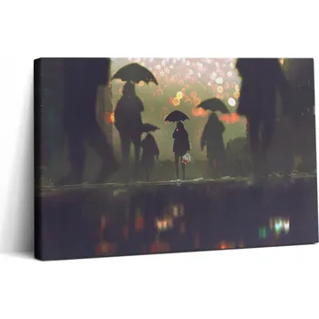 Obraz Fotoobraz na plátně Canvas do kanceláře, připravený k zavěšení - Lidé s deštníky