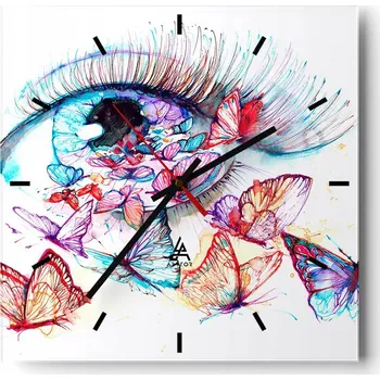 Hodiny Velké nástěnné hodiny 40x40 Ženské oko Skleněné hodiny Tiché