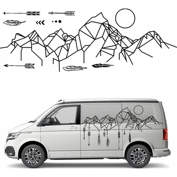 Samolepicí dekorace na vozidlo SAMOLEPKA na auto, obytný vůz - MOTIV HORY ŠÍPY 45x126 cm