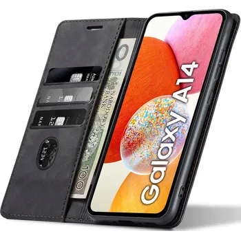 Pouzdro na mobilní telefon Pouzdro s klopou Nela-Styl pro Samsung Galaxy A14, černé