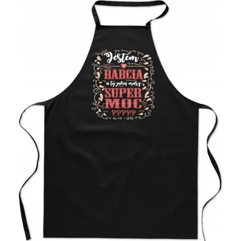 Kuchyňská zástěra KUCHYŇSKÁ ZÁSTĚRA černá BABIČKA SUPER SILA dárek ke Dni FA_443_cz