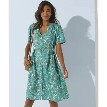 Dámské šaty Šaty na knoflíky s potiskem zelená/modrá 48