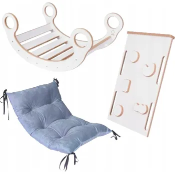 Dětská houpačka Montessori Houpačka set + stěna + skluzavka + Polštář DŘEVĚNÝ CERTIFIKÁT