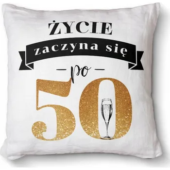 Polštář Pohodlný dekorativní polštář s potiskem 40x40 cm - Život začíná po 50