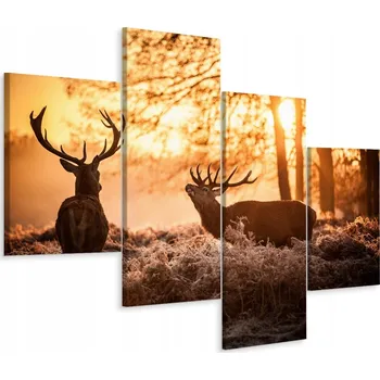 Obraz Čtyřdílný obraz Jelen Les KRAJINA 3D 80x50