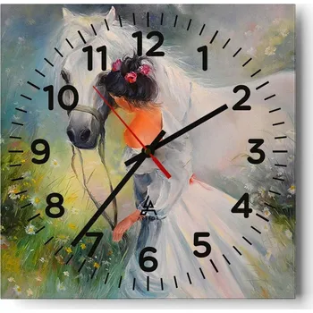 Hodiny Kuchyňské nástěnné hodiny 30x30 Žena Skleněné hodiny do obýváku Moderní Tiché