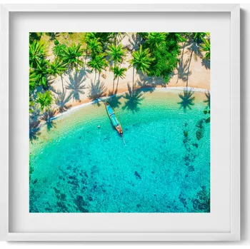 Obraz Obraz v bílém rámu nástěnná dekorace Tropická pláž v Koh Tao 50x50 cm