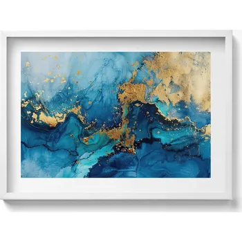 Obraz Ozdobný nástěnný obraz s grafikou v bílém rámu Glamour Abstrakce 70x50 cm