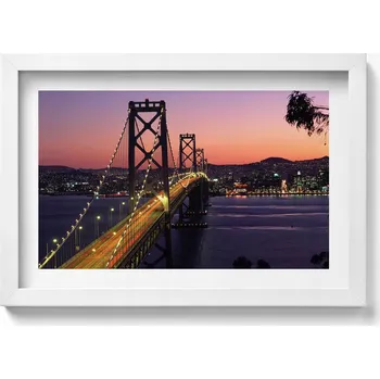 Obraz Nástěnný obraz v rámu s grafikou Most San Francisco a západ slunce 30x20 cm
