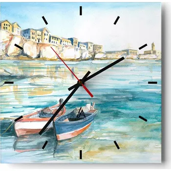 Hodiny Velké nástěnné hodiny na zeď 40x40 Krajina Skleněné hodiny Čtvercové Tiché