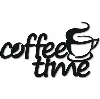 Obraz NÁSTĚNNÝ NÁPIS COFFEE TIME; dekorace KÁVA ; černá