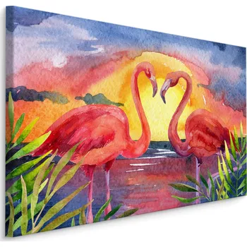 Obraz Obraz na plátně plameňáci ptáci pohled akvarel 70x50