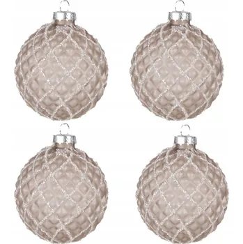 Vánoční dekorace Vánoční Baňky na vánoční stromeček hnědé 8x8 cm (sada 4 kusů) - 8x8 cm