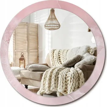 Zrcadlo Stylové kulaté zrcadlo na zeď s potiskem Růžový kámen průměr 90 cm