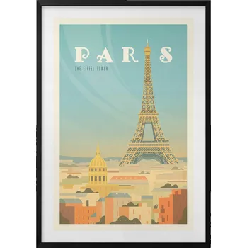 Obraz Nástěnný obraz dekorace interiéru Ilustrace Paříže a Eiffelovy věže 70x100 cm