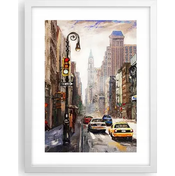 Obraz Obraz plakát v bílém rámu do obýváku 30x40 New York plakáty na zeď
