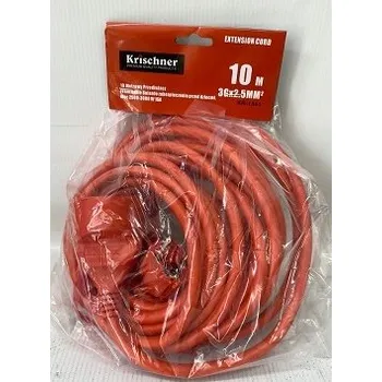 Napájecí kabel Prodlužovací Kabel 10 m 1 ks zásuvek oranžový
