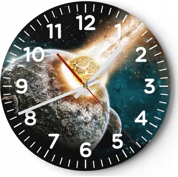 Hodiny Nástěnné hodiny do obýváku 40x40 Abstrakce Kulatý Skleněné hodiny Loft Tiché