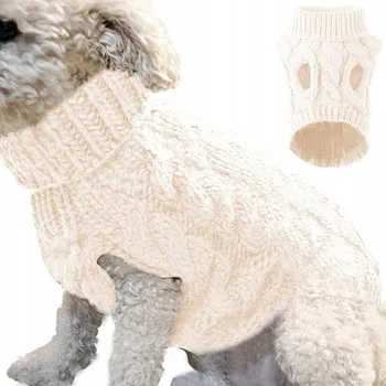 Dámský svetr SVETR SVETŘÍK MIKINA teplý OBLEČEK PRO PSA KOČKU na zimu ROLÁK bílý S
