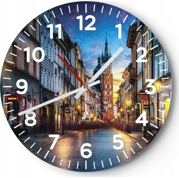 Hodiny Kuchyňské nástěnné hodiny 30x30 Město Moderní skleněné hodiny do obýváku Tiché