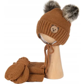 Čepice ČEPICE dětská a ŠÁLA + RUKAVICE teplý KOMPLET pro dítě 6-12m