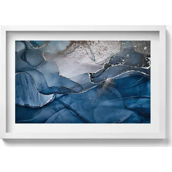 Obraz Nástěnný obraz v bílém rámu do obýváku kuchyně Modrá Abstrakce 60x40 cm