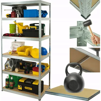 Dílenský regál Kovový pozinkovaný regál do skladu HELIOS 213x90x40 cm, 6 polic x 175 kg, ROBUSTNÍ