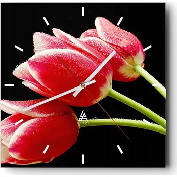 Hodiny Velké nástěnné hodiny na zeď 40x40 Květiny Skleněné hodiny Čtvercové Tiché