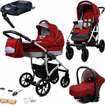 Kočárek Dětský kočárek 4v1 BabyLux Largo: sportovní kočárek, hluboká korba, autosedačka, základna ISOFIX