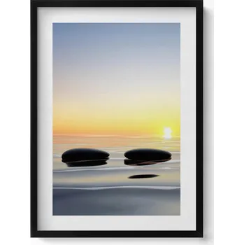 Obraz Stylový obraz v rámu Kameny na vodě při východu slunce - zen 50x70 cm