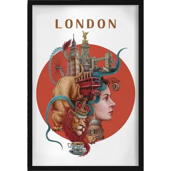 Obraz Obraz dekorace na zeď Londýn Big Ben Tower Bridge Lev Autobus 40x60 cm